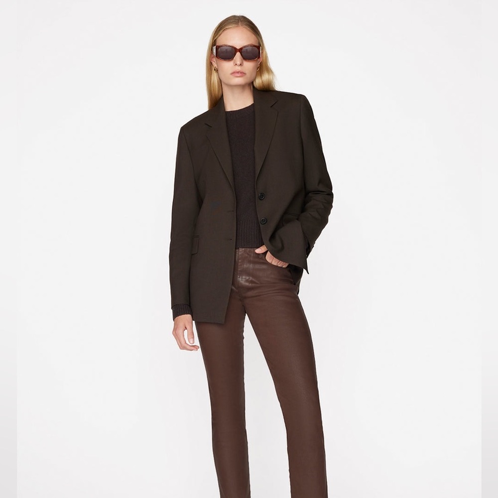 NWT FRAME Chocolate Brown Coated Jeans Denim Pants Size 26